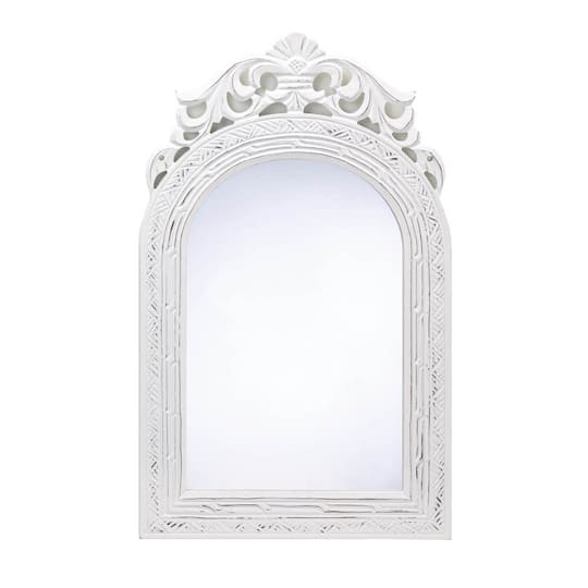 Weathered White Arched-Top Wall Mirror